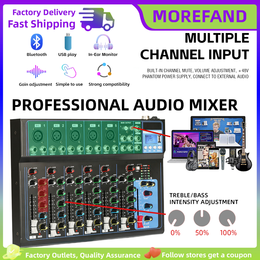 AUDIO MIXER mixer profesional 7-channels MIXER AUDIO mixer Penguat sinyal USB Penguat KTV Penguat ki