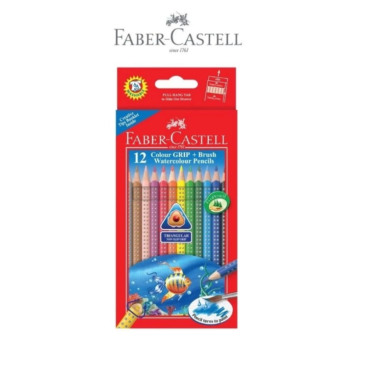 

Pensil warna 12 / Colour grip watercolour pencils 12 warna Faber Castell