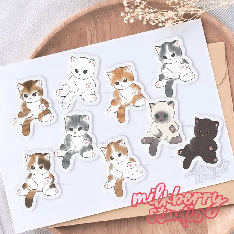 

[milkberry studio] Cute Kitten Glossy Vinyl Deco Sticker Waterproof / Stiker Dekorasi Kucing Anabul Lucu Anti Air