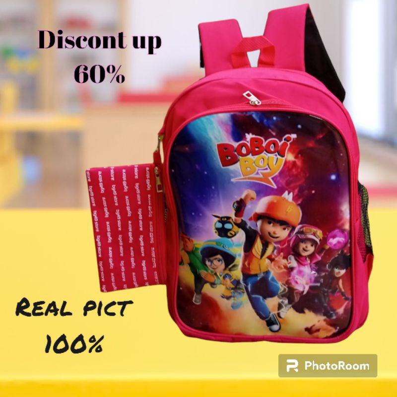 Bg49-Tas Ransel anak sekolah PAUD TK SD laki-laki 5-8 tahun karakter kartun boboiboy keren kuat lucu