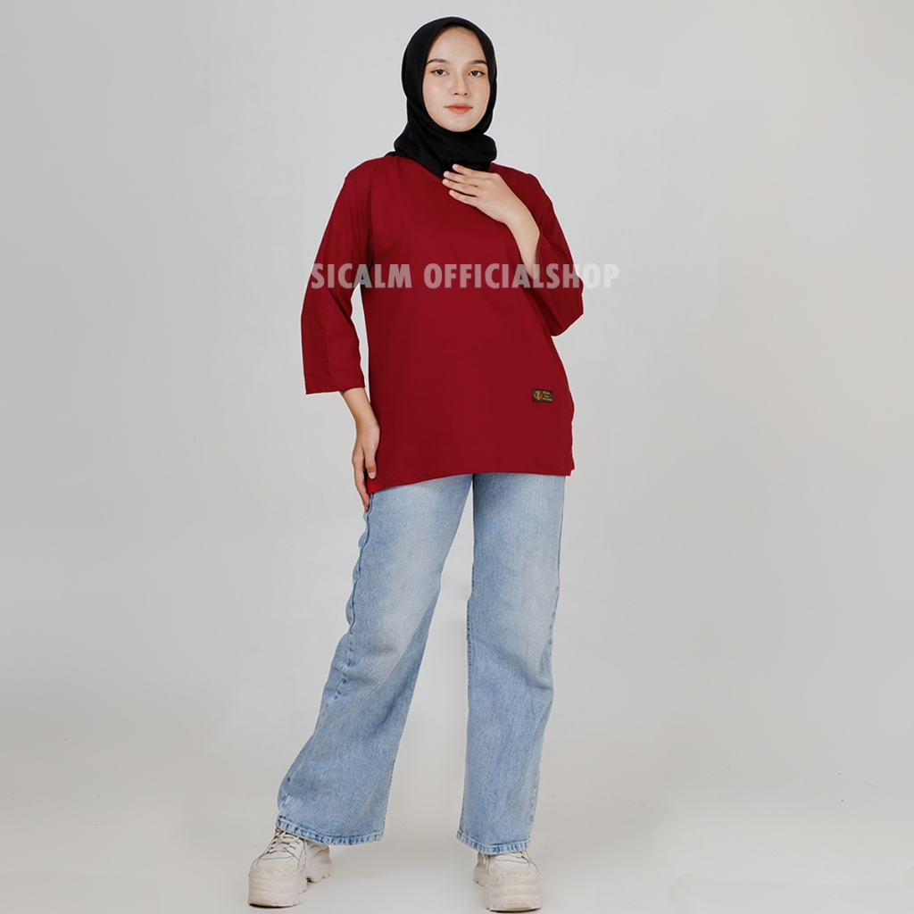 kaos polos oversize 24s kaos oversize wanita lengan panjang baju polos oversize jumbo  bahan tebal