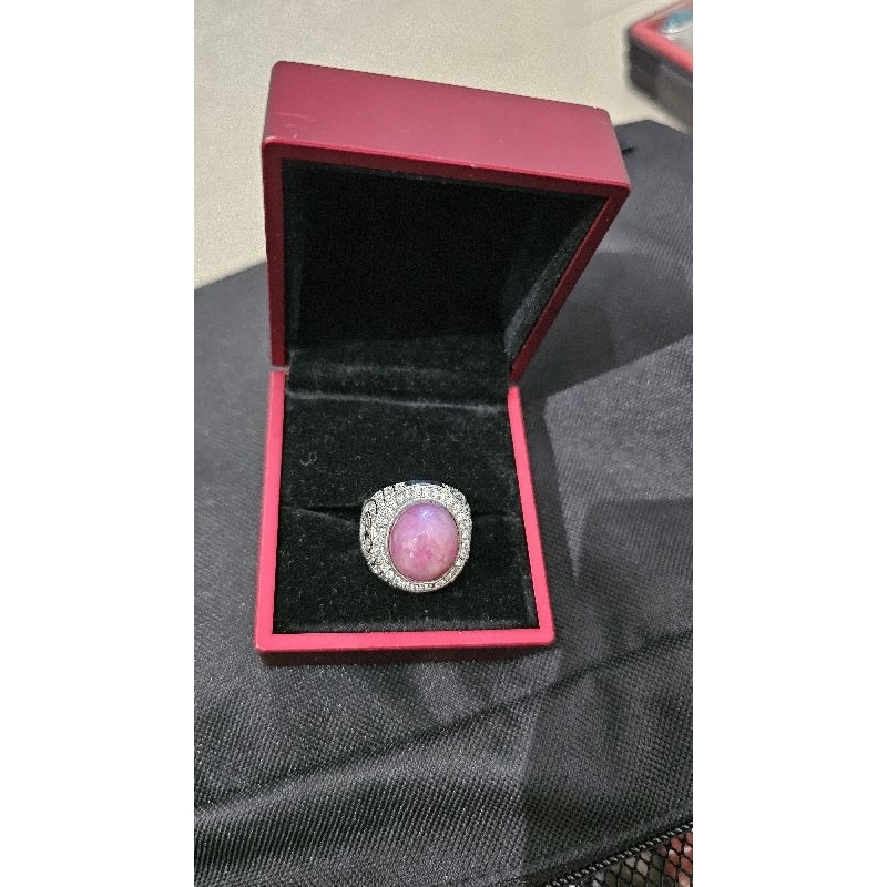 Natural batu  Ruby star mumbul ajibb+ Memo ring perak