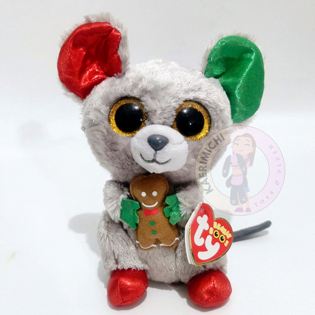 Boneka TY MAC Silk Beanie Christmas Mouse TY Beanie Boos Plush Original