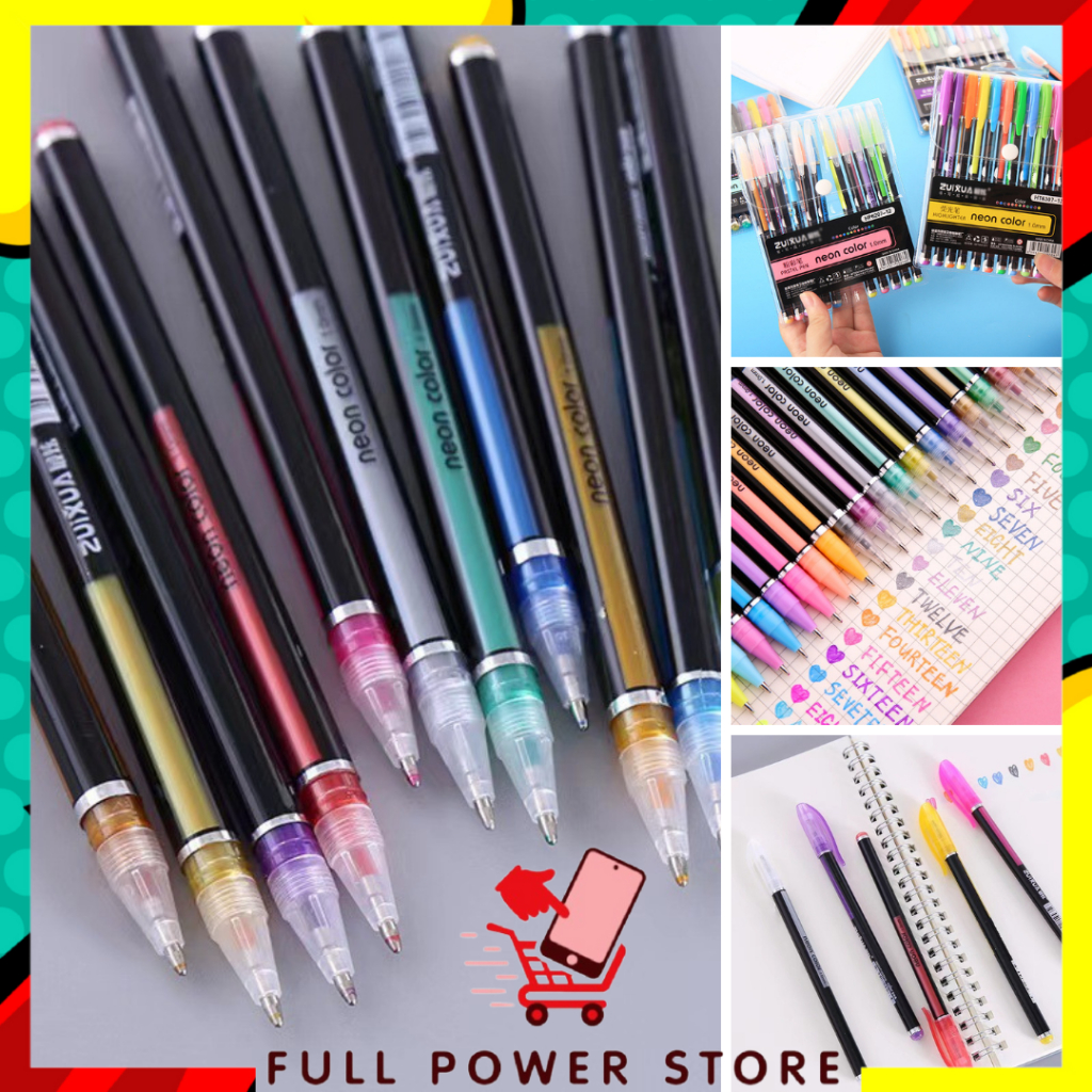 

FPS Pena Glitter Metalik 1.0mm Isi 12pcs Pulpen Warna Warni Tinta Pastel Neon Color Pen Pastel Ballpoint Craftwork Scrapbook Gel Ink Highlighter Penanda Buku Warna Warni Ujung Lembut t
