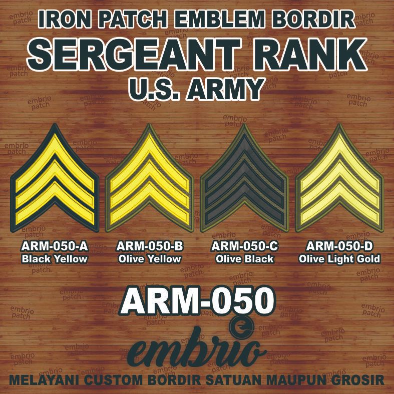 ARM-050 Patch Sergeant Rank us army chevron insignia E5 SGT pangkat sersan reinhardt john lennon the