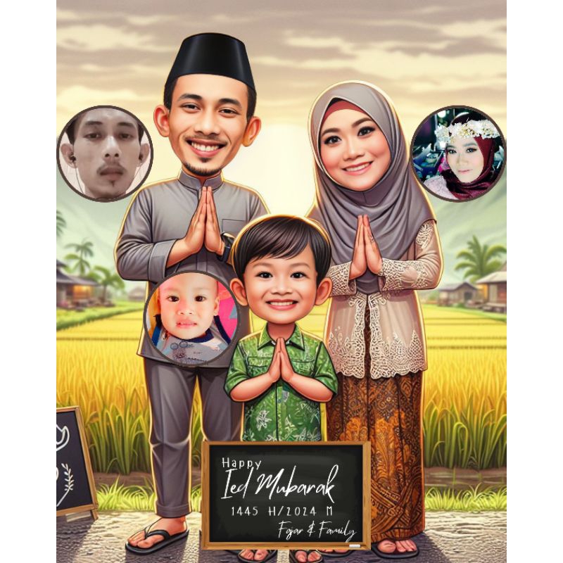 Jasa Karikatur Wajah Ai 1 Paket (Tiga Wajah)