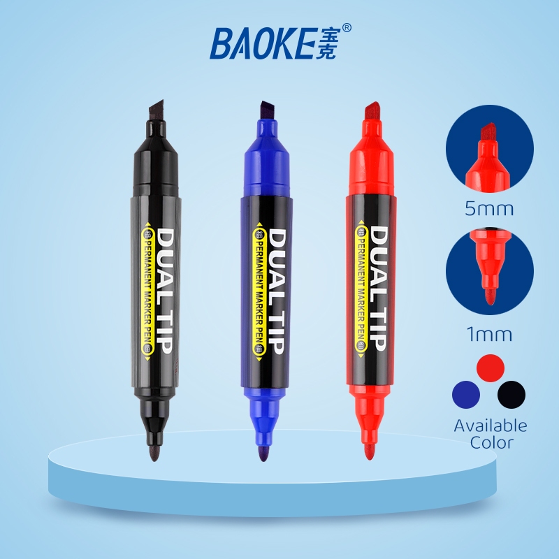 

Baoke 3 Warna Spidol Permanen Ujung Ganda 5mm Tinta Minyak, Tidak Mudah Pudar, Licin dalam Penulisan MP2918 1 pcs