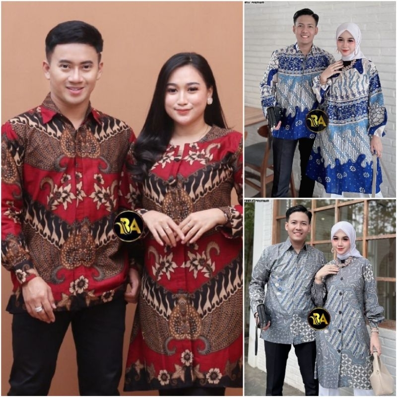 New Couple Batik Garuda Merah Tunik Wanita Dress Modern Kemeja Batik Modern