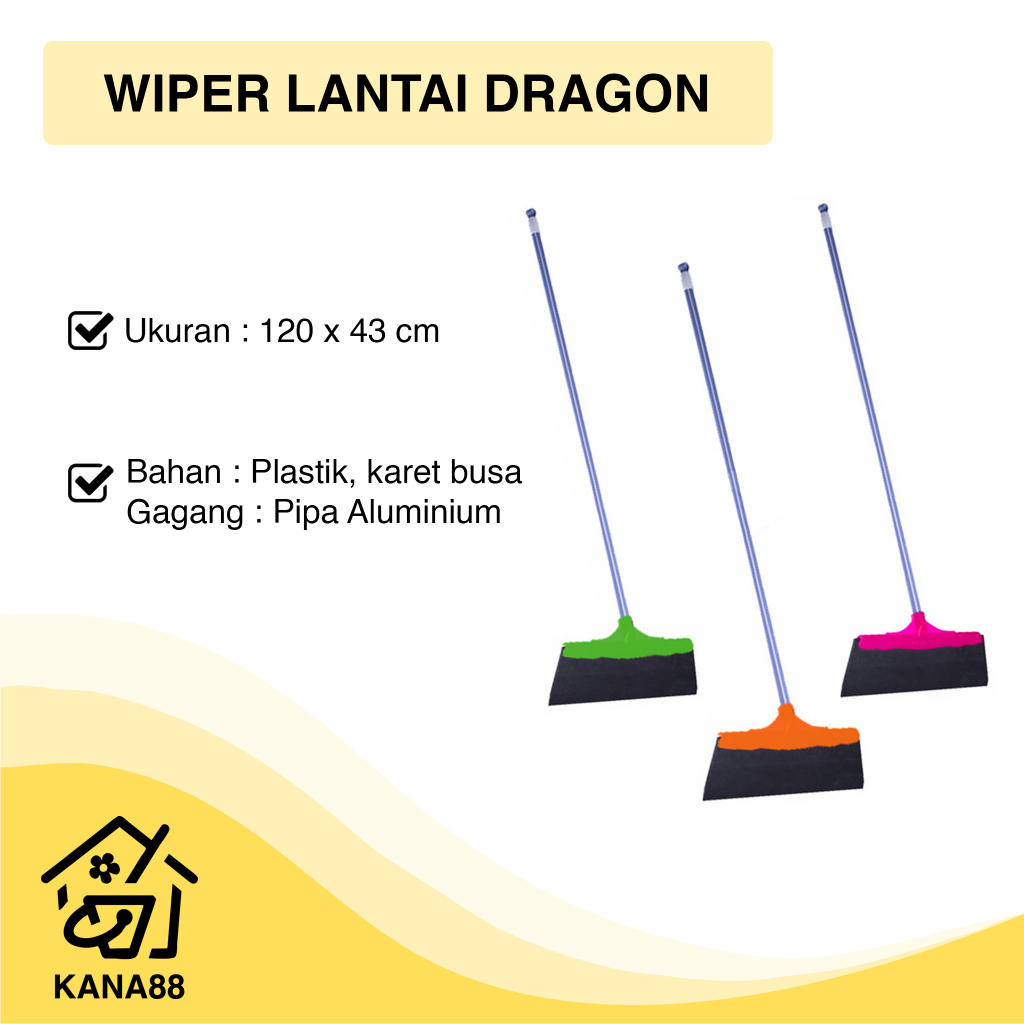 Wiper Lantai Dragon Wefer Air Plastik Premium Squeeze Karet Sodok Air Pengering Lantai