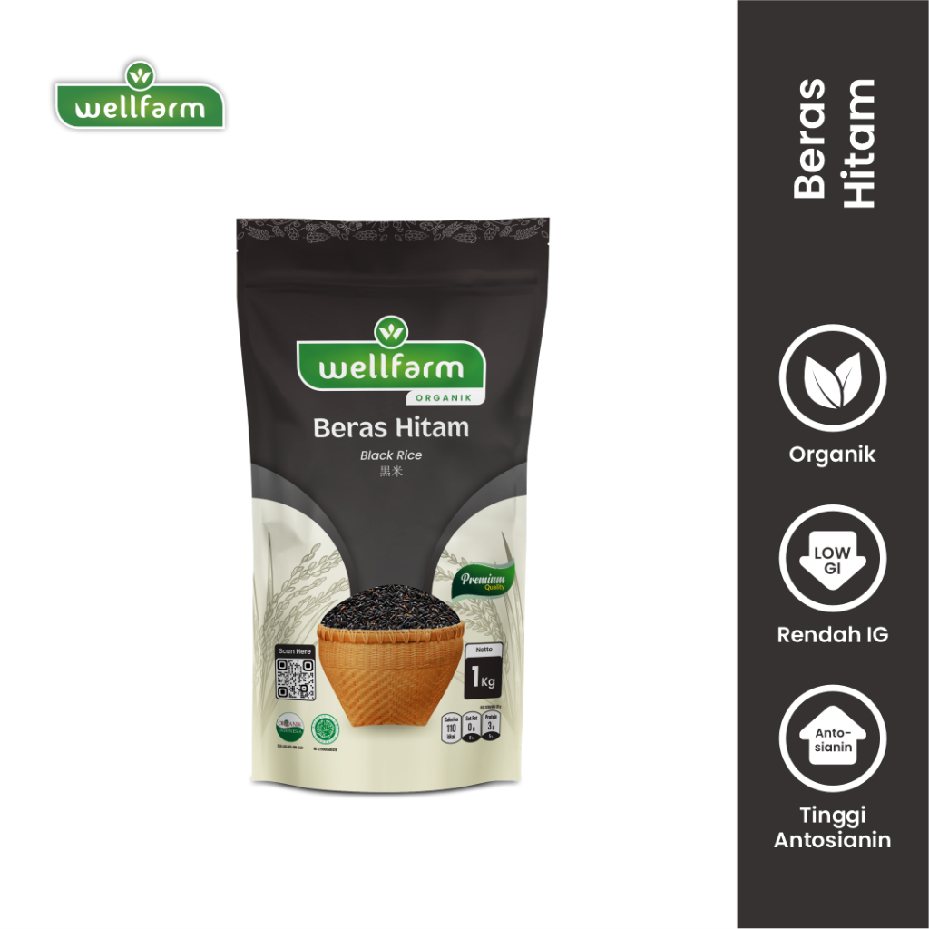 

Wellfarm Beras HITAM ORGANIK kemasan 1kg,Sangat Rendah IndeksGlikemik,Low Carbo