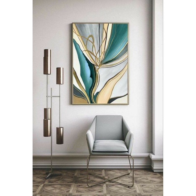 Lukisan abstrak ukuran besar sudah dengan pigura