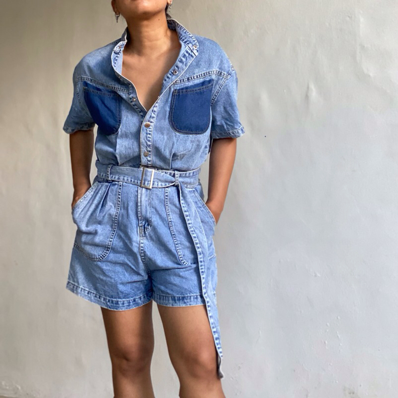 #004 Denim Onesie | PRELOVED | Denim jumpsuit playsuit