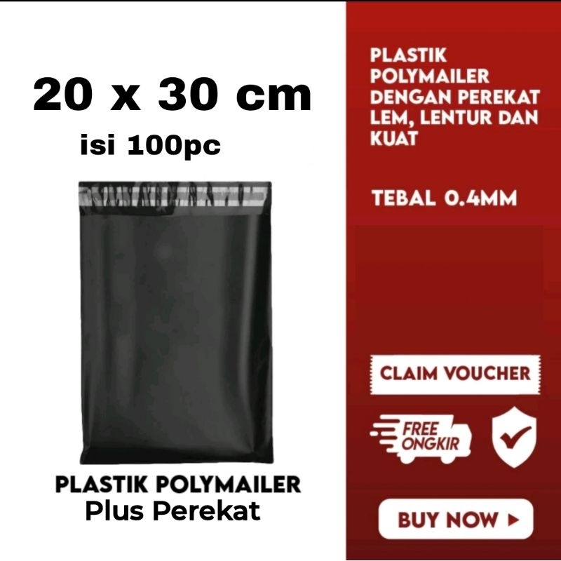 

Plastik hitam plus perekat lem packing pembungkus paket