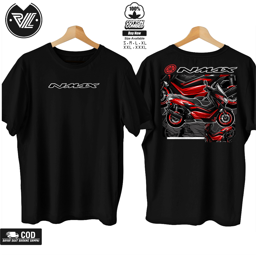Kaos Motor Nmax Merah New Series Cotton Combed 30s / Kaos Pria Distro Motor / Kaos Honda / Kaos Yama