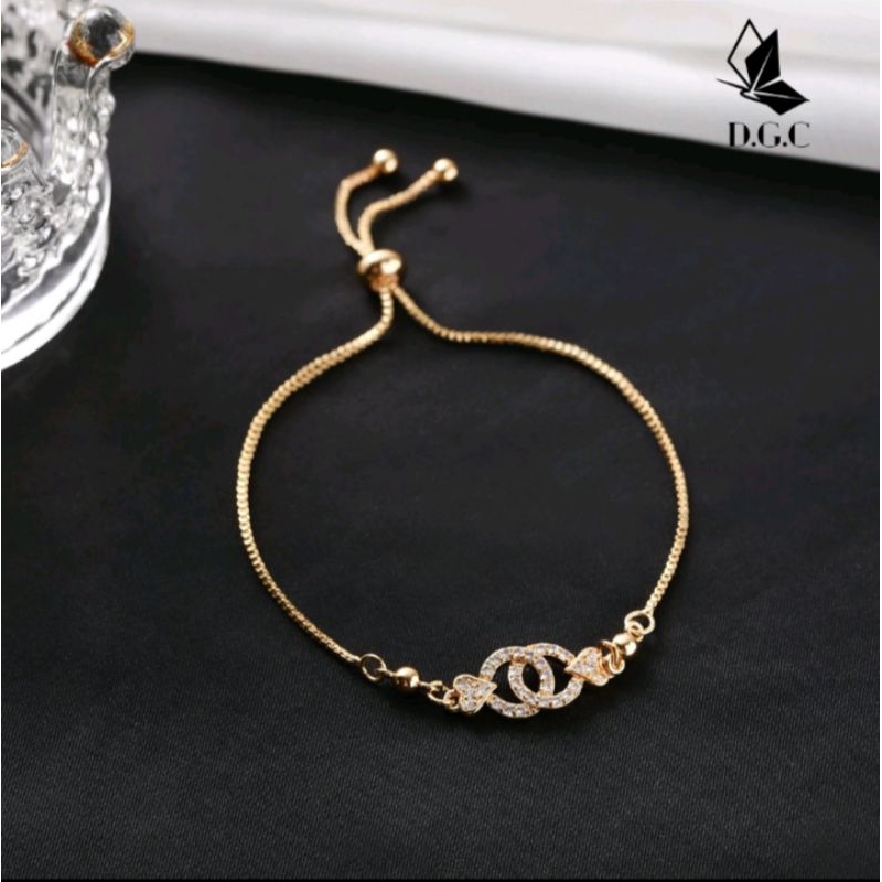 Gelang Serut Titanium Asli lapis emas