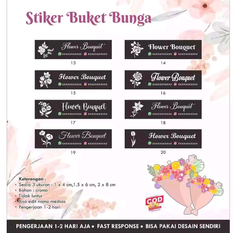 

Stiker Bunga / Buket / Bouquet / Flower Latar Hitam