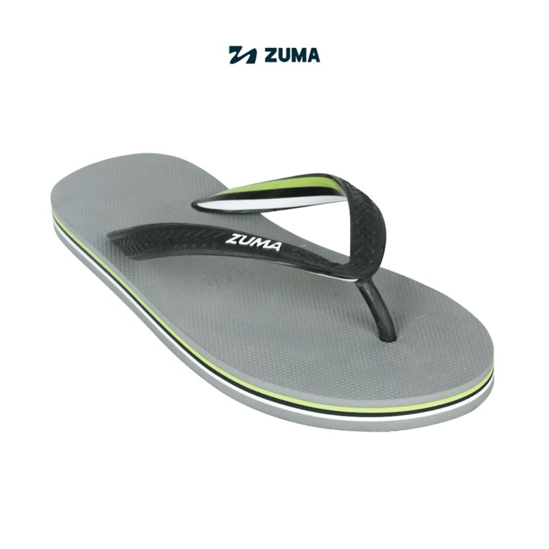 Sandal Zuma Men Stripe Abu Hitam Putih Hijau 11 / Sandal Jepit Karet Cowok