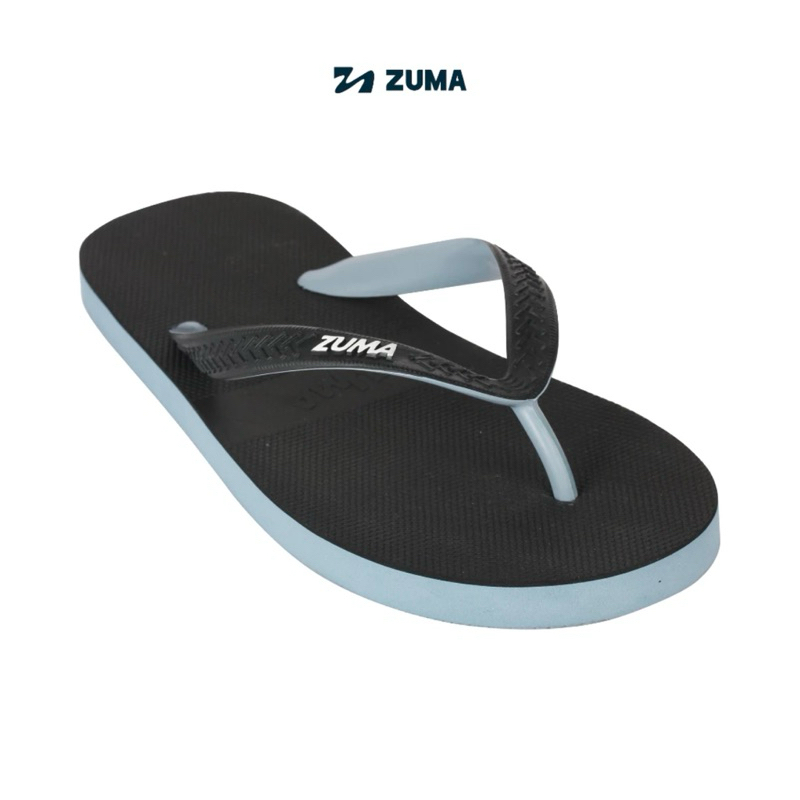 Sandal Zuma Men Black Series Hitam Biru / Sandal Jepit Karet Cowok