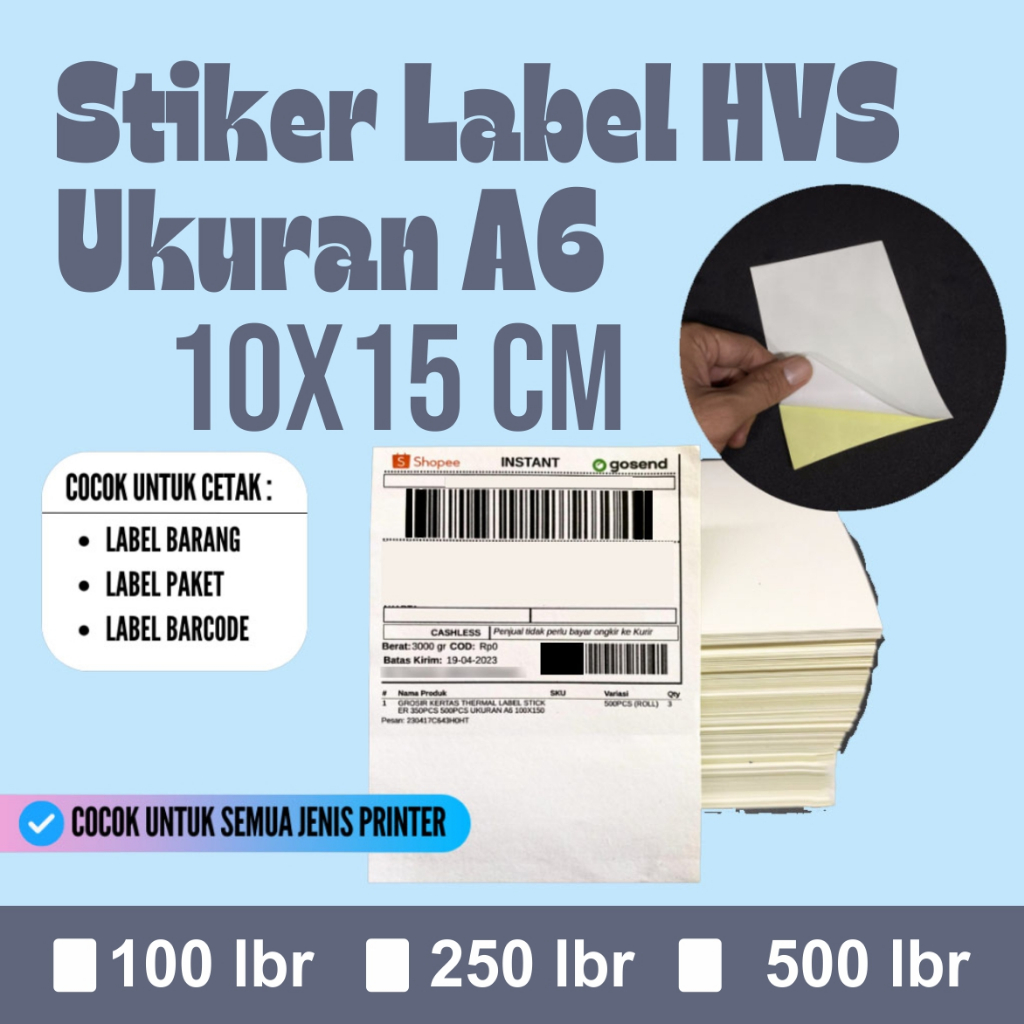 

STIKER HVS A6 DOFF / KERTAS STICKER UKURAN A6 500 LEMBAR