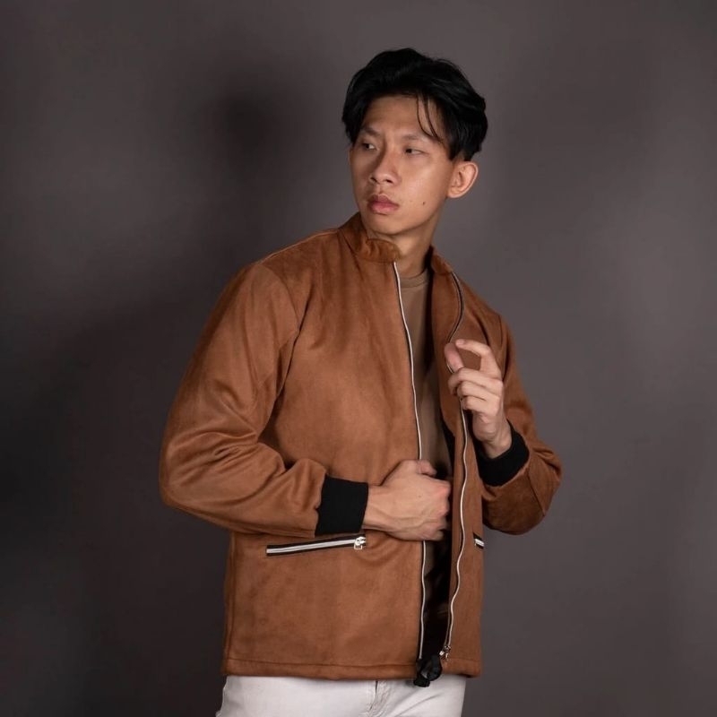 Signore Bomber Jacket Suede Camel Size M