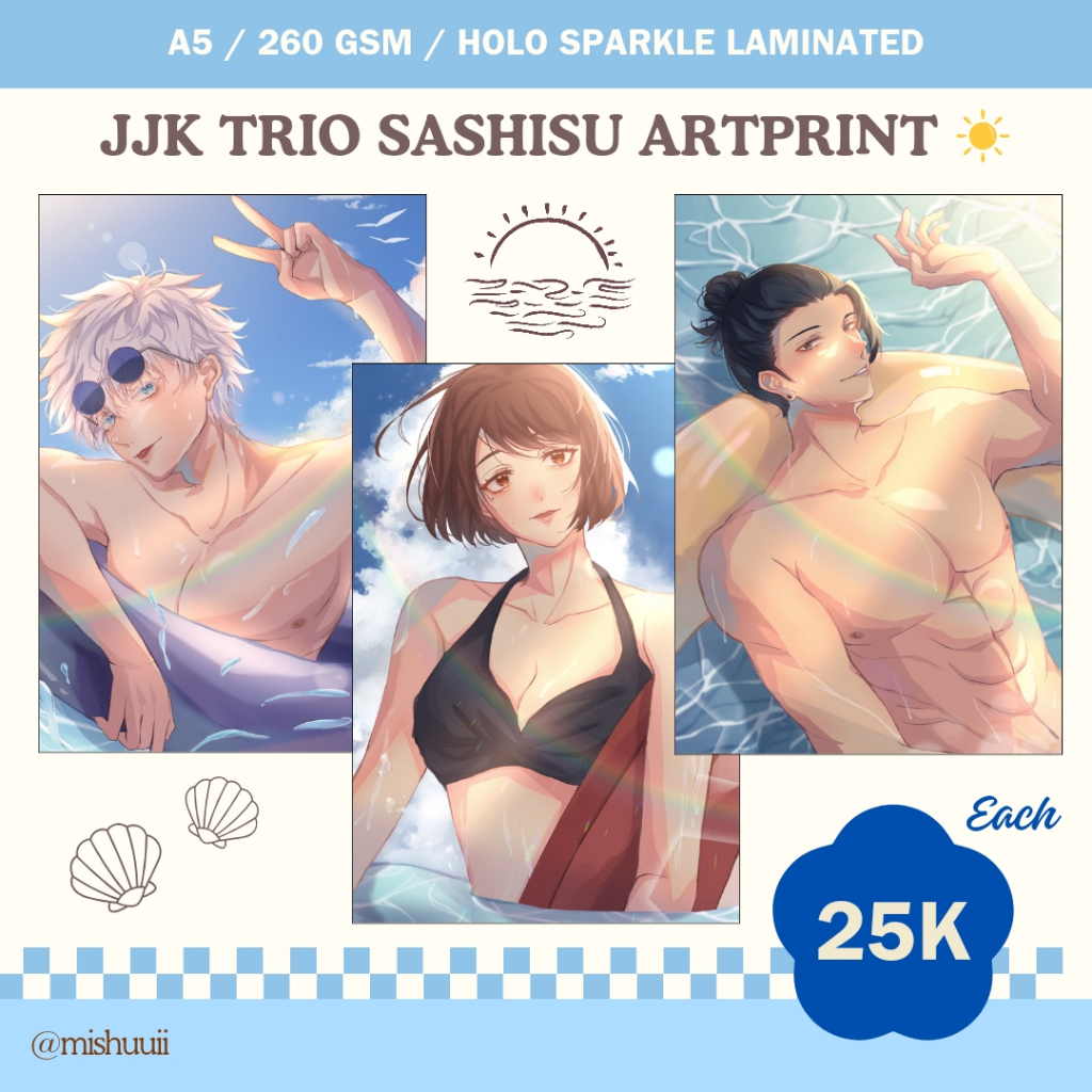 READY STOCK Artprint A5 Jujutsu Kaisen Gojo Geto Shoko Fanmerch by mishuuii