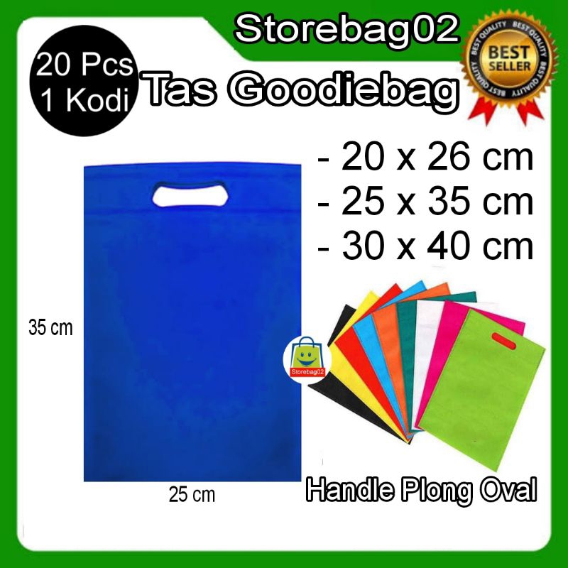 

( 1 Kodi ) Tas Kain Spunbond Goodiebag Handle Oval 25x35 cm Souvenir,Seminar,Ultah,Sembako,Polos