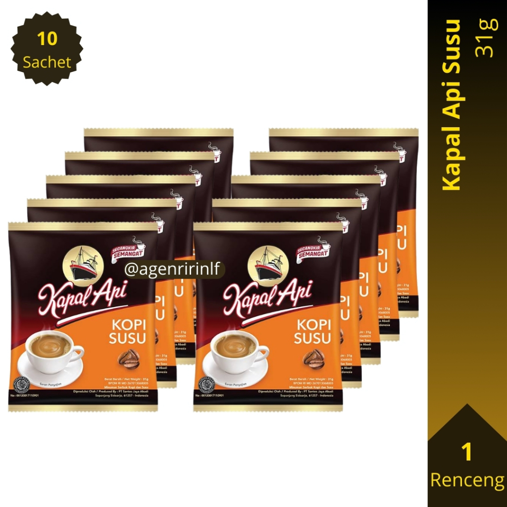 

Kapal Api Kopi Susu 31 gram Renceng (31g x 10 Saset)