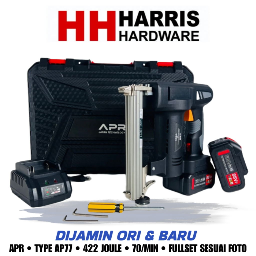 mesin Nailgun Cordless, Nailer Gun, Mesin Paku Tembak Paku U dan I APR Japan Technology AP77