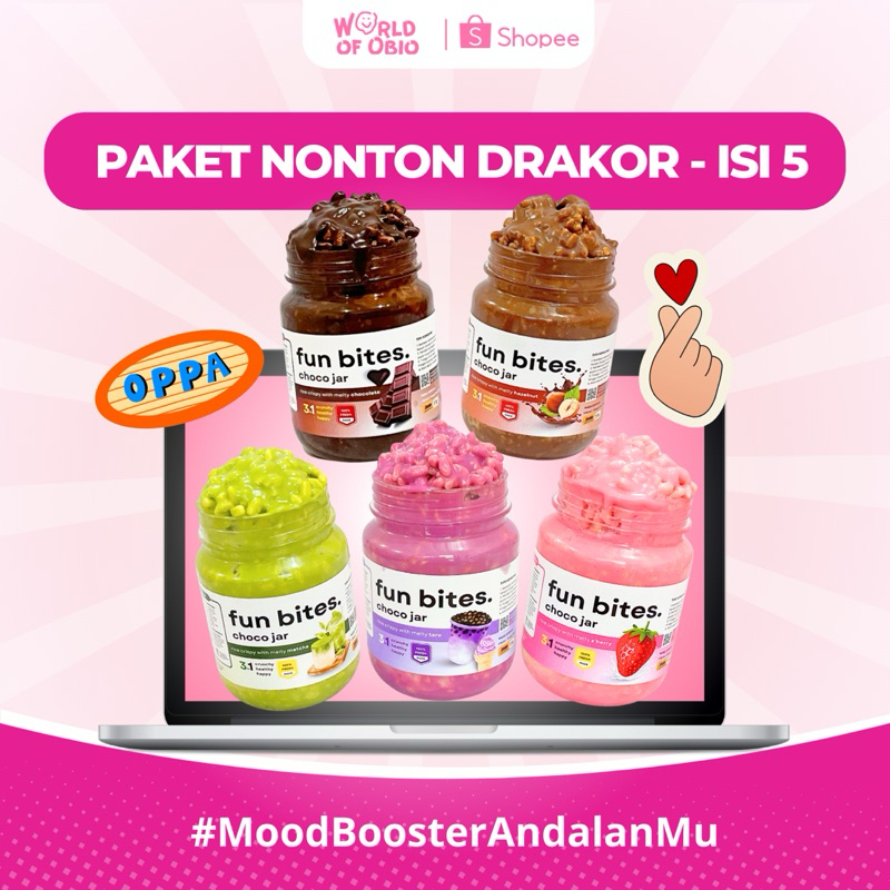 

PAKET DRAKOR - Fun Bites Rice Crispy Rasa Chocolate Hazenut Matcha Taro Strawberry