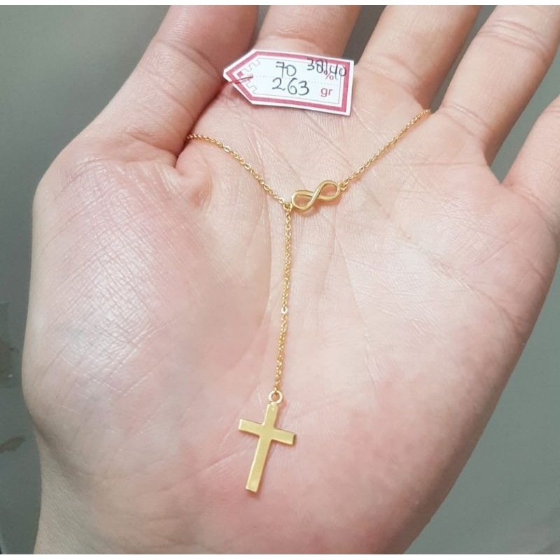 Kalung emas 70 infinity salib