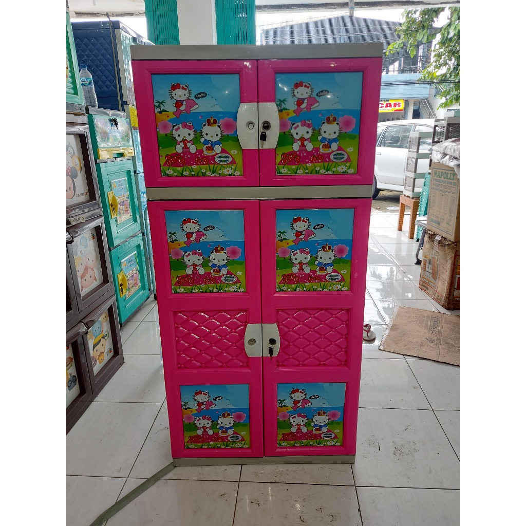 Lemari Pakaian Plastik Apollystar Gantungan Hello Kitty