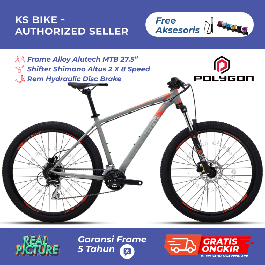 Polygon Premier 4 27.5 Inch Frame Alloy Shifter 2 x 8 Speed Rem Hidrolik Oil Sepeda Gunung MTB XC De