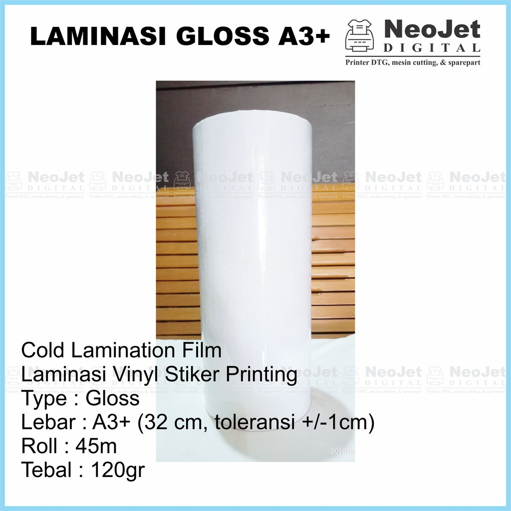 

Promo Laminasi Glossy Cold Lamination Film Dingin Vinyl Stiker Printing A3 Plus Roll 120gr 120 Gsm