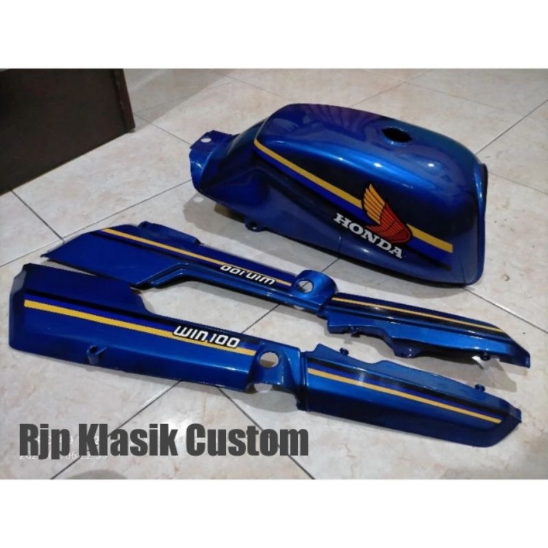 Cover Tangki Honda Win Biru / Fullset Bodi Win 100 Set Box Aki Warna Biru Plus Striping Top Quality