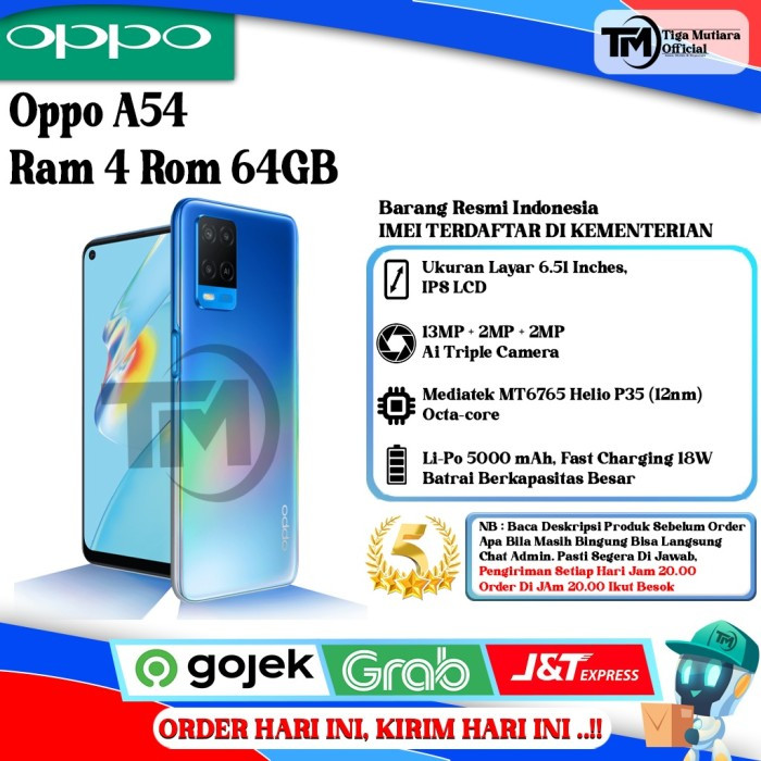 Oppo A54 Ram 4 Rom 64GB Segel Original & Bergaransi Resmi