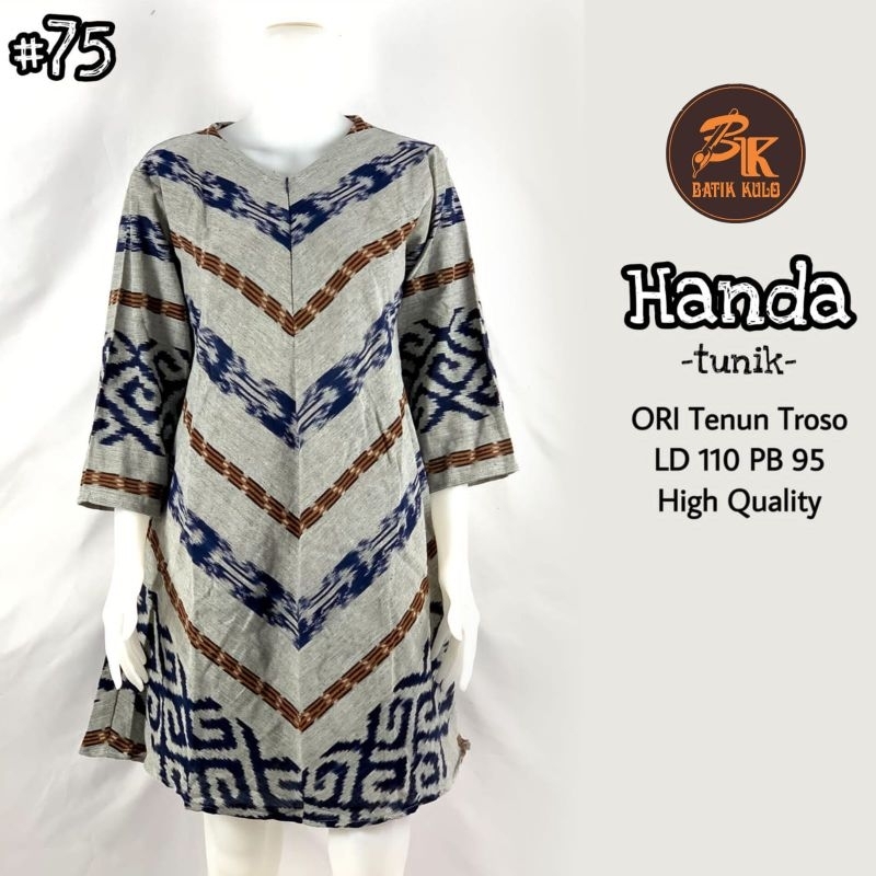 BAJU ATASAN TUNIK BATIK WANITA - ATASAN TUNIK BATIK TENUN WANITA MODERN MOTIF LENGKAP - TUNIK TENUN 