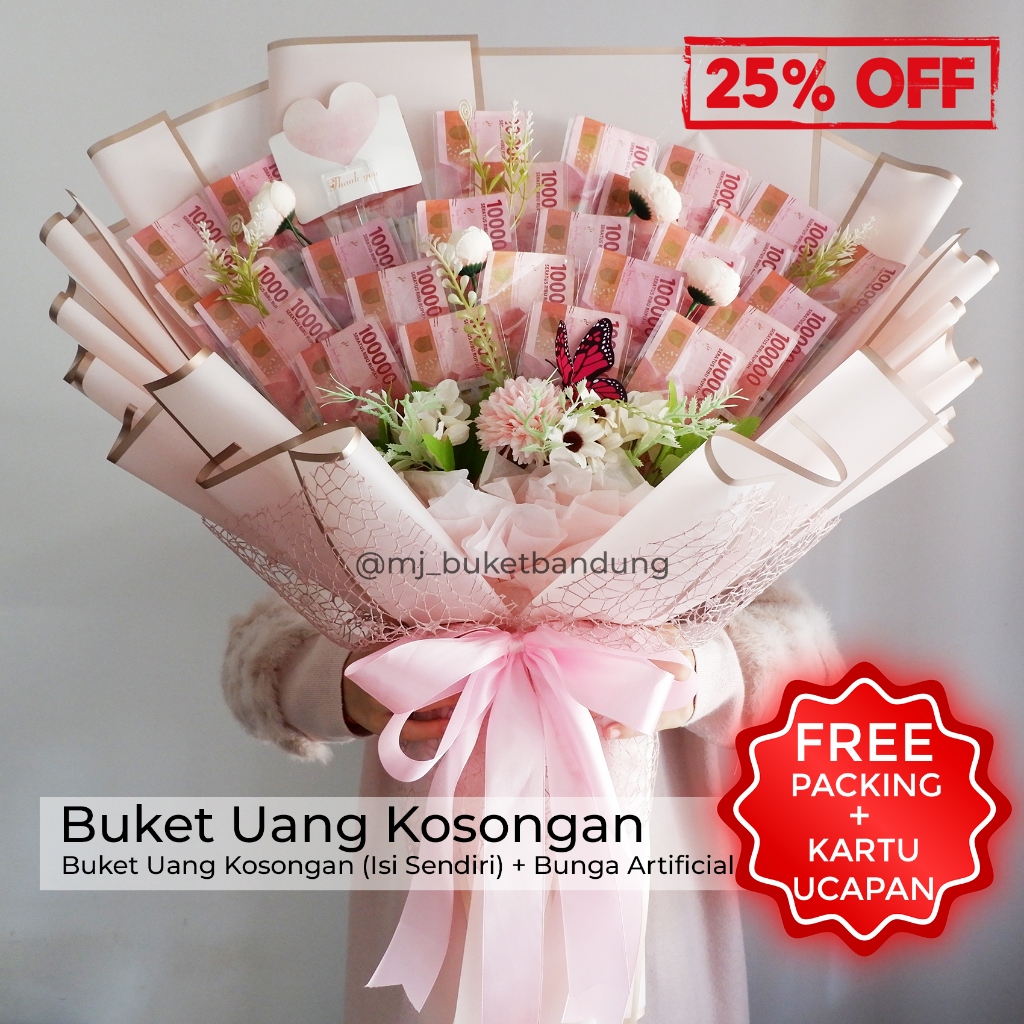 Buket Uang Bunga Artificial Buket Bunga Untuk Hadiah Ultah / Hadiah Wisuda / Hadiah Wedding / Hadiah