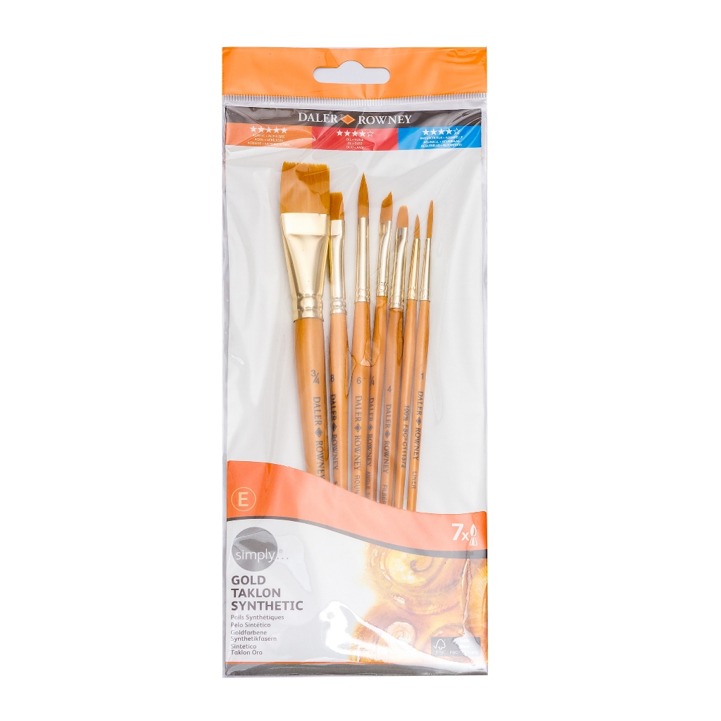 

Daler Rowney Simply Acrylic Brush Gold Taklon Synthetic Kuas Lukis