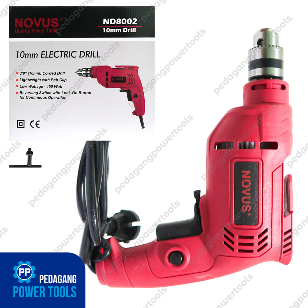 NOVUS Mesin Bor Listrik Tangan 10 mm Besi Obeng Electric Drill Murah