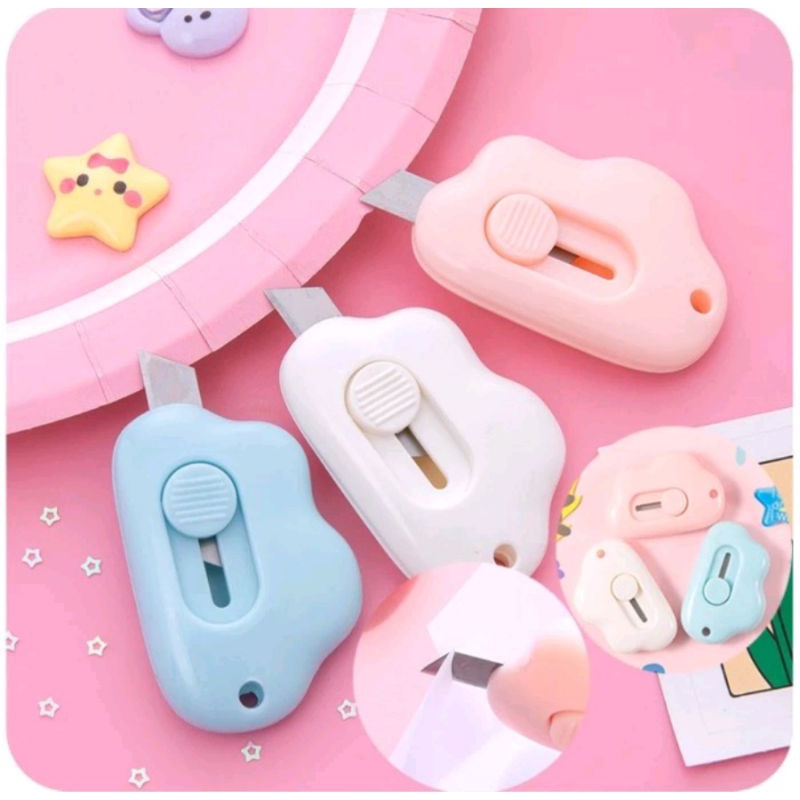 

Cutter cuter mini estetik aesthetic pisau mini cutter awan pisau awan silet mini