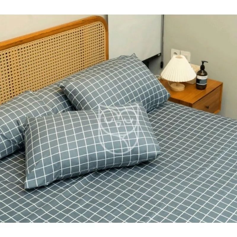 (TERMURAH/COD) sprei kotak kotak aesthetic warna abu-abu || sprei kotak kotak abu-abu viral || sprei