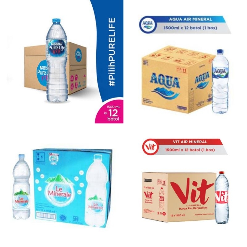 

Air Mineral Nestle / Le Minerale / Aqua / Vit 1500ml karton 12btl