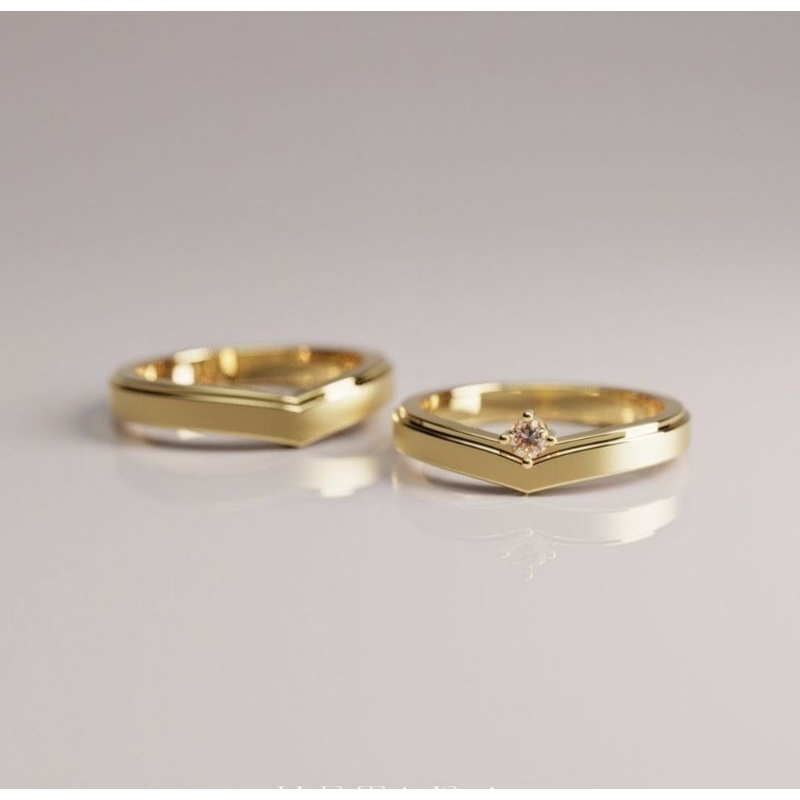 Cincin Pernikahan Lamaran Emas 23k/85%/Berlian/Emas 23k/85% Wedding Ring Free Box Cincin & Free Ukir