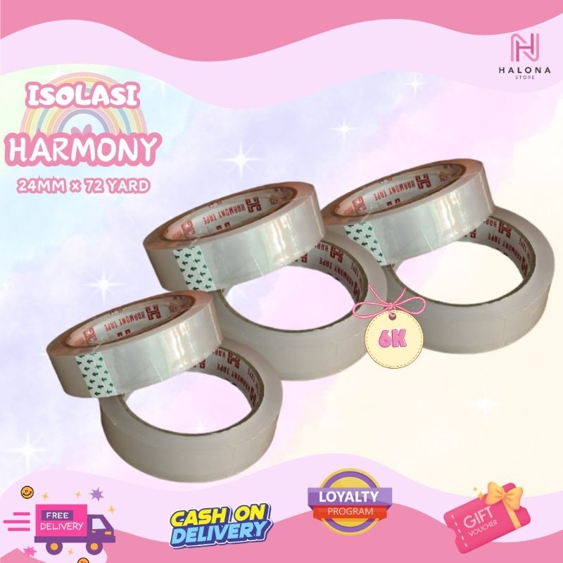 

Isolasi Harmony Transparan/ Bening ukuran 24mm × 72Yard