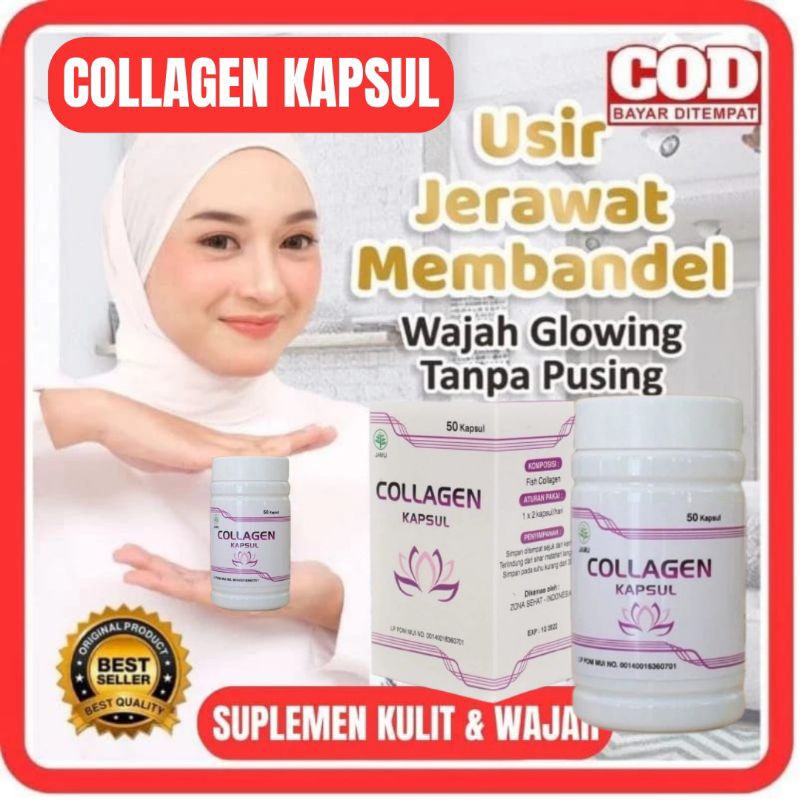 COLLAGEN KAPSUL ISI 50 - KAPSUL COLLAGEN PREMIUM KAPSUL PEMUTIH KULIT PEMUTIH WAJAH PEMUTIH BADAN KA