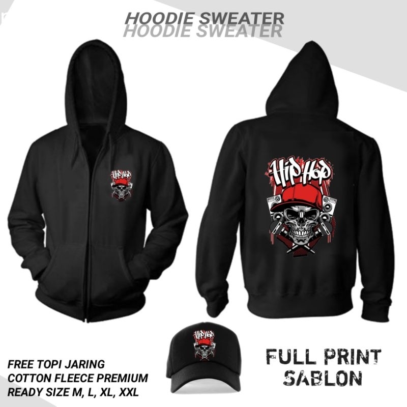 Hoodie Sweater Jumper (Resleting) Sweater Distro Full Sablon Depan Belakang