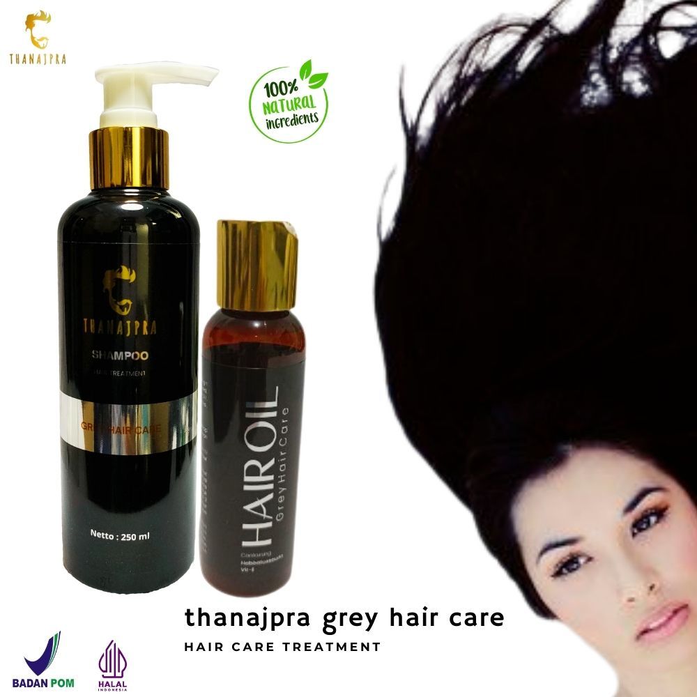 Thanajpra shampoo hair serum rambut khusus penghilang uban hitamin rambut permanen