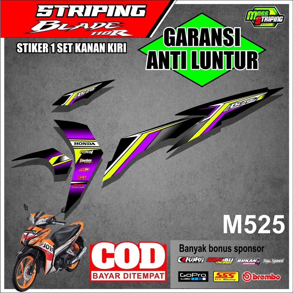 STRIPING STIKER MOTOR HONDA NEW BLADE 125 FI R M525 SETERIPING SETRIPING STICKER SETIKER SETRIP STRI