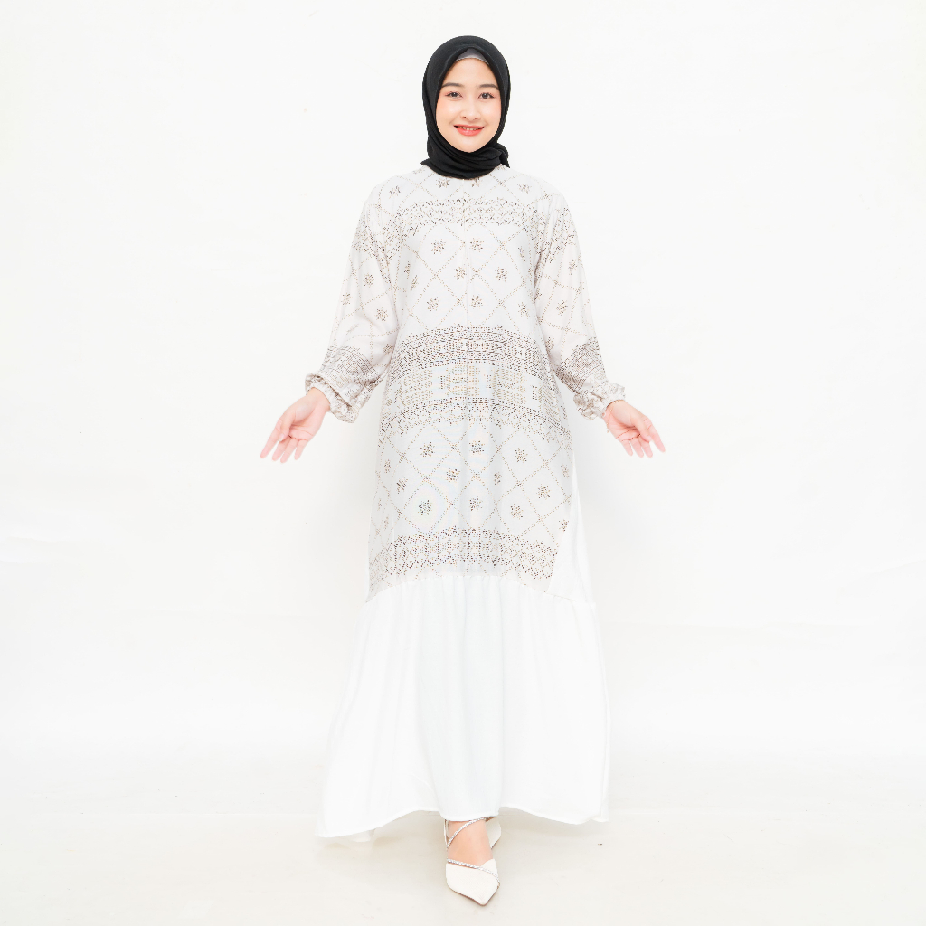 MADINA MIDI DRESS RAYON MIX CRINKLE PREMIUM BUSUI KEKINIAN