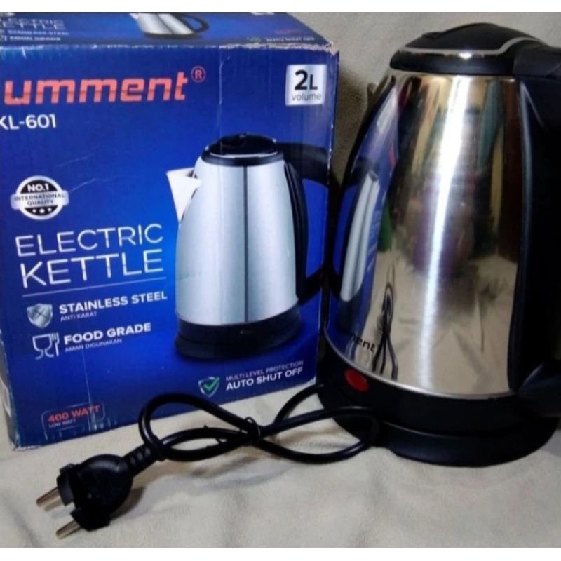 Azparadays - Lumment Kl-601 Teko Listrik Stainless 2L Electric Kettle Otomatis Pemanas Air